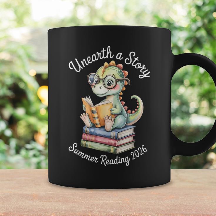 Unearth A Story Summer Reading 2026 Cute Dino Book Lover Graphic Print Coffee Mug Gifts ideas