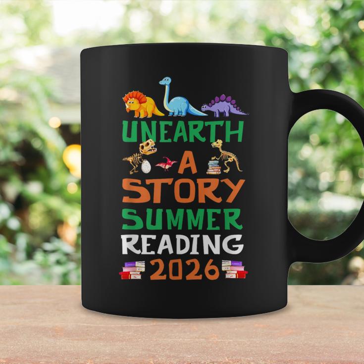 Unearth A Story Summer Reading Program 2026 Dinosaur Book Graphic Print Coffee Mug Gifts ideas