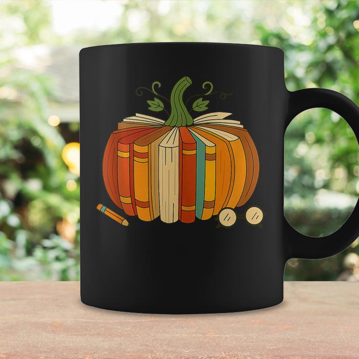 Vintage Book Pumpkin Autumn Fall Librarians Bookworm Teacher Graphic Print Coffee Mug Gifts ideas