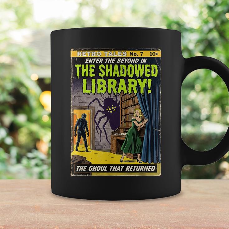 Vintage Horror Comic Book Cover Shadowed Library Zombie Graphic Print Coffee Mug Gifts ideas