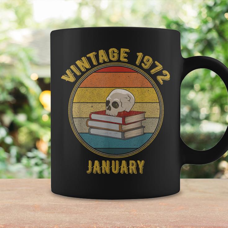 Vintage January 1972 Dark Academia Skull On Books Distressed Graphic Print Coffee Mug Gifts ideas Vintage January 1972 Dark Academia Skull On Books Distressed Graphic Print Coffee Mug Gifts ideas