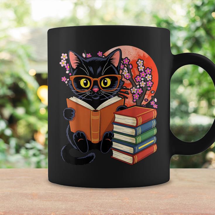 Vintage Japanese Cat Book Lovers Librarian Dad Teacher Graphic Print Coffee Mug Gifts ideas