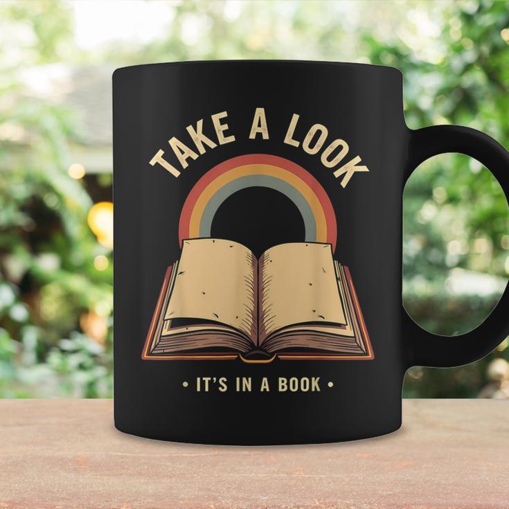 Vintage Rainbow Take a Look It's In a Book Retro Reading Art Graphic Print Coffee Mug Gifts ideas