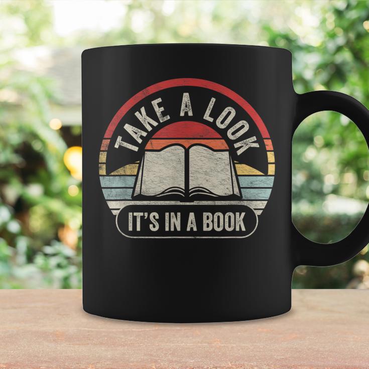 Vintage Retro Take A Look It's In A Book Bookworm Reading Graphic Print Coffee Mug Gifts ideas