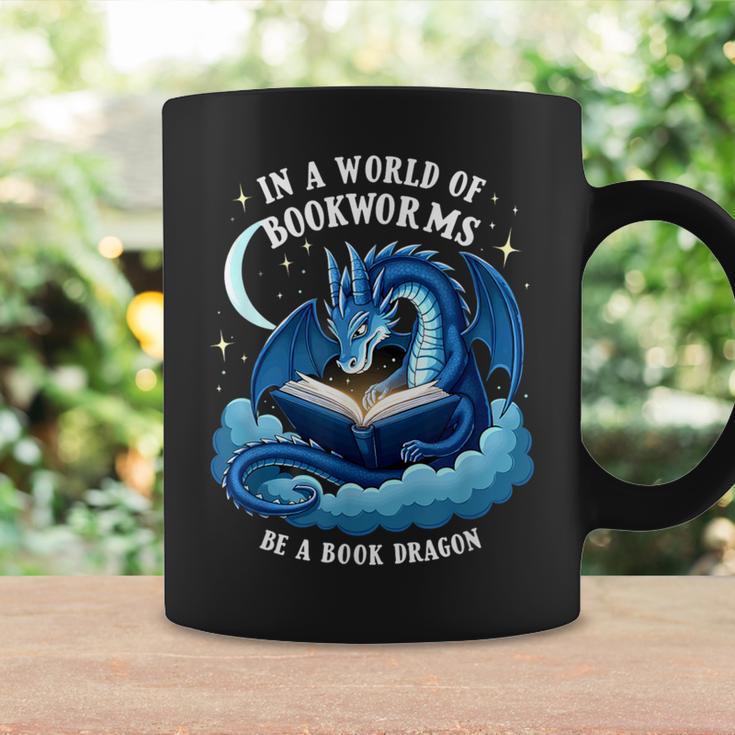 Vintage In A World Of Bookworms Be A Book Dragon Graphic Print Coffee Mug Gifts ideas