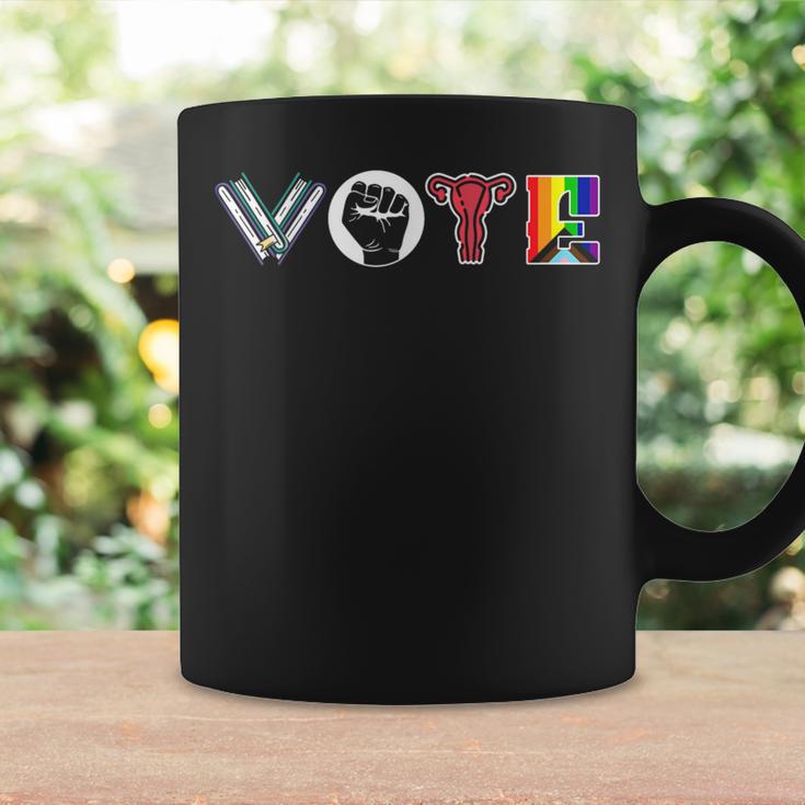 Vote Books Fist Ovaries LGTBQ Men Women Graphic Print Coffee Mug Gifts ideas