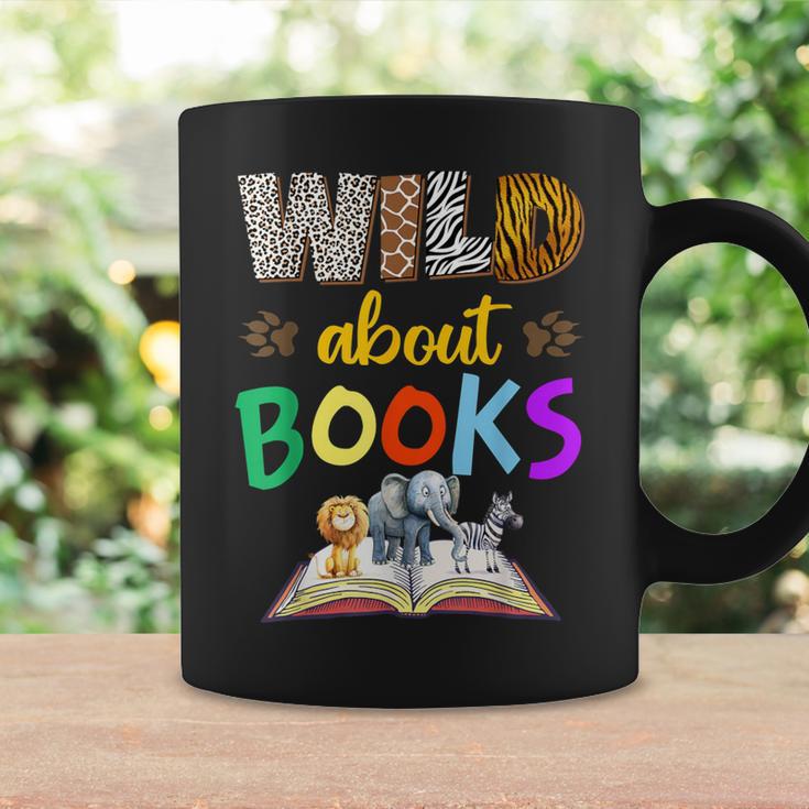 Wild About Reading Books Reader Bookworm Animals Book Lover Graphic Print Coffee Mug Gifts ideas