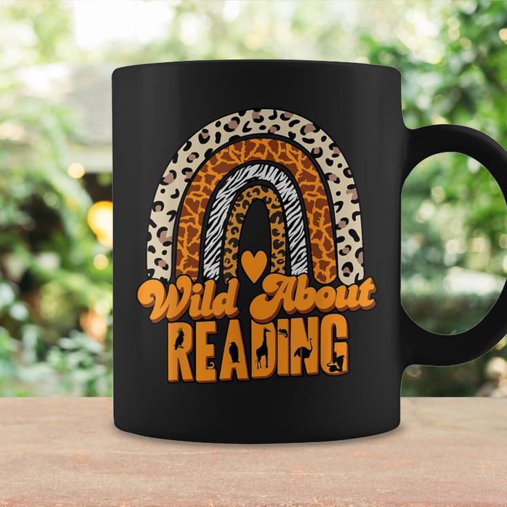 Wild About Reading Books Teacher Leopard Rainbow Men Women Kids Graphic Print Coffee Mug Gifts ideas