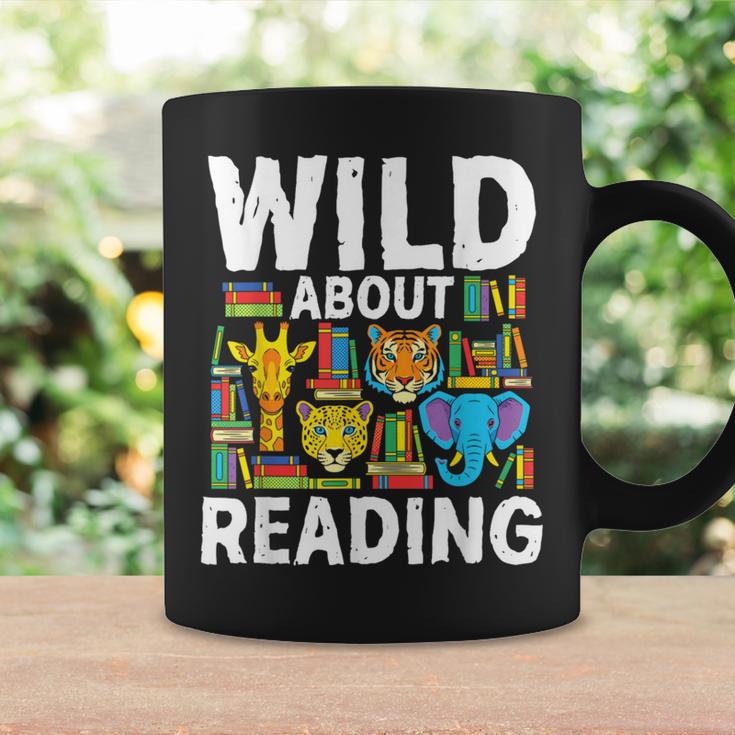 Wild About Reading Safari Animals Books Teacher Student Graphic Print Coffee Mug Gifts ideas