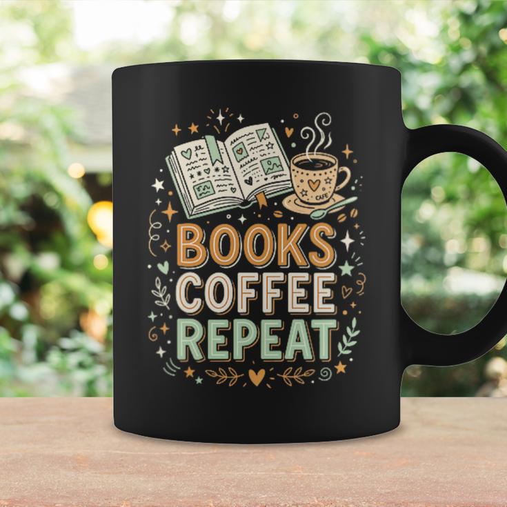Women's Books Coffee Repeat Book Lover Reader Bookworm Graphic Print Coffee Mug Gifts ideas