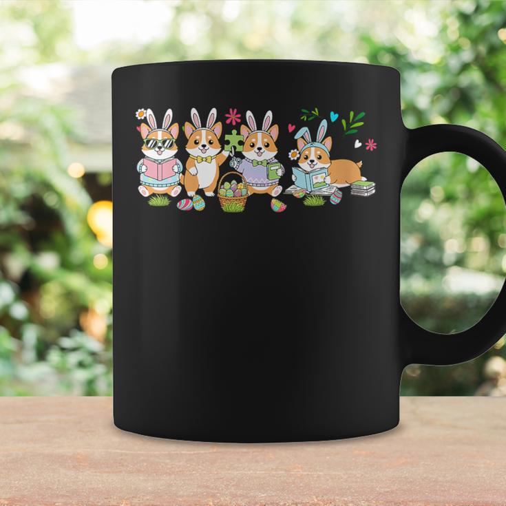 Women's Group Bunny Corgis Easter Reading Book Hunting Eggs Owner Graphic Print Coffee Mug Gifts ideas