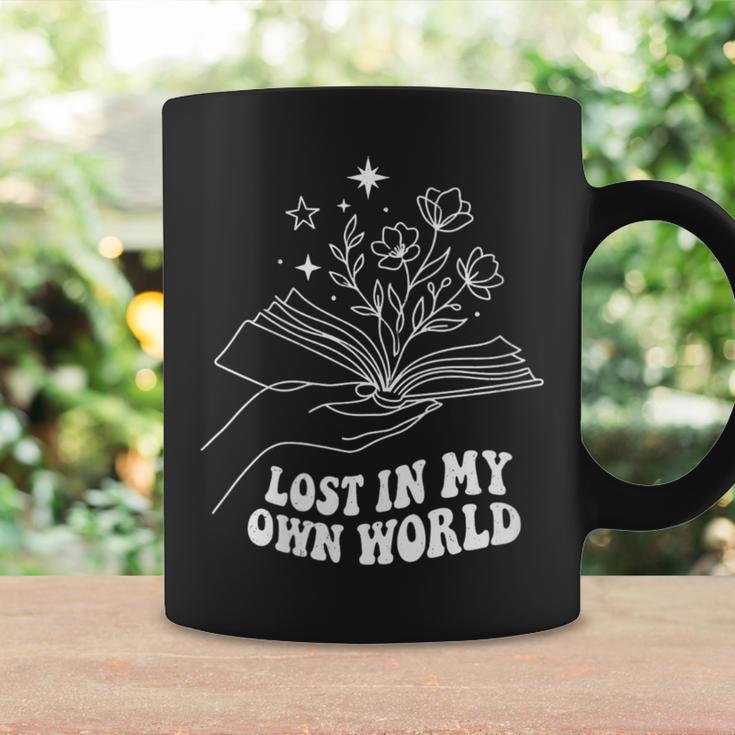 Women's Minimalist Bookworm Lost In My Own World Book Lover Graphic Print Coffee Mug Gifts ideas