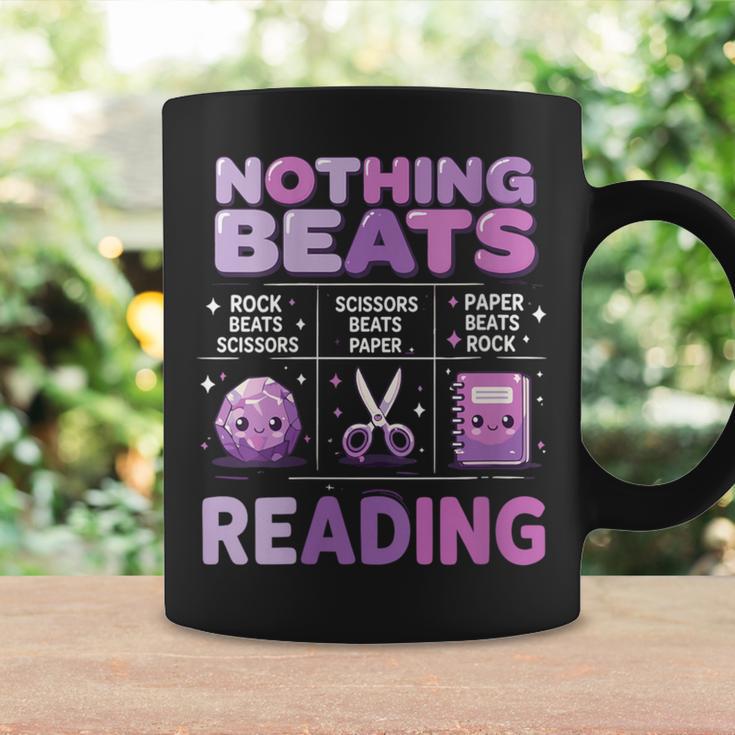 Women's Nothing Beats Reading Rock Paper Scissors Book Lover Graphic Print Coffee Mug Gifts ideas