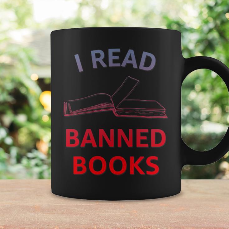 Women's I Read Banned Books Bluegrey-Red Literature Activist Graphic Print Coffee Mug Gifts ideas