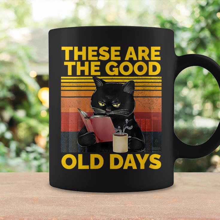 Women's These Are The Good Old Days Cat Reading A Book Graphic Print Coffee Mug Gifts ideas