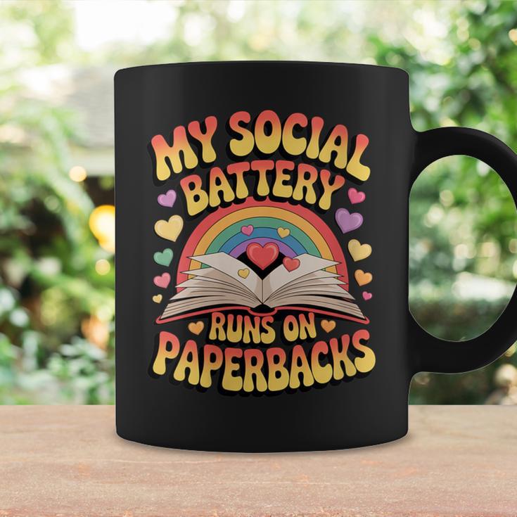 Women's My Social Battery Runs On Paperbacks Groovy Book Lover Graphic Print Coffee Mug Gifts ideas Women's My Social Battery Runs On Paperbacks Groovy Book Lover Graphic Print Coffee Mug Gifts ideas