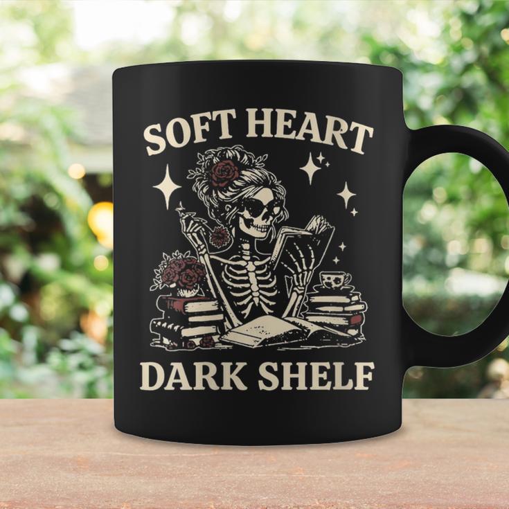 Women's Soft Heart Dark Shelf Dark Romance Book Lover Skeleton Goth Graphic Print Coffee Mug Gifts ideas