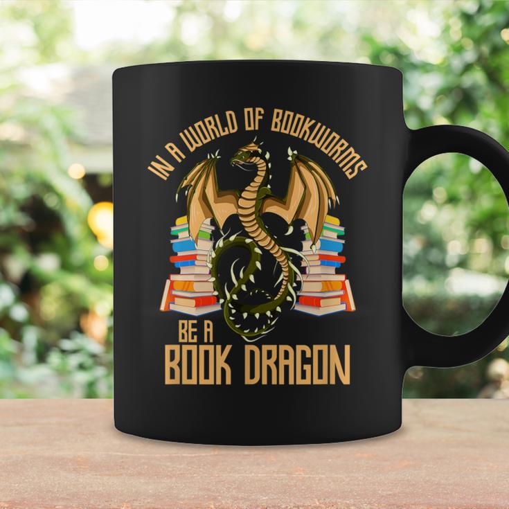 In A World Of Bookworms Be A Book Dragon Graphic Print Coffee Mug Gifts ideas