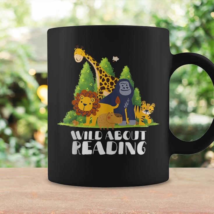 Zoo Animals Wild About Reading Books Reader Lover Librarian Graphic Print Coffee Mug Gifts ideas