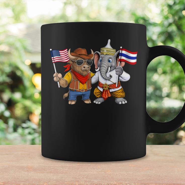 アメリカ・タイ国旗 誇り高いタイ系アメリカ人のルーツ タイ系アメリカ人の遺産 長袖tシャツ コーヒーマグ ギフトのアイデア