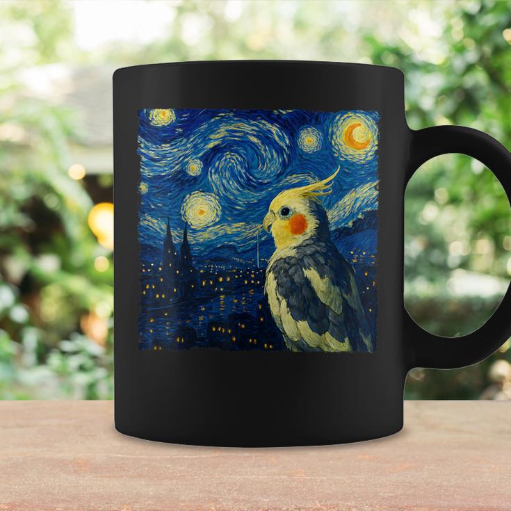 ゴッホの星空を見つめるかわいいオカメインコ 星月夜 コーヒーマグ ギフトのアイデア