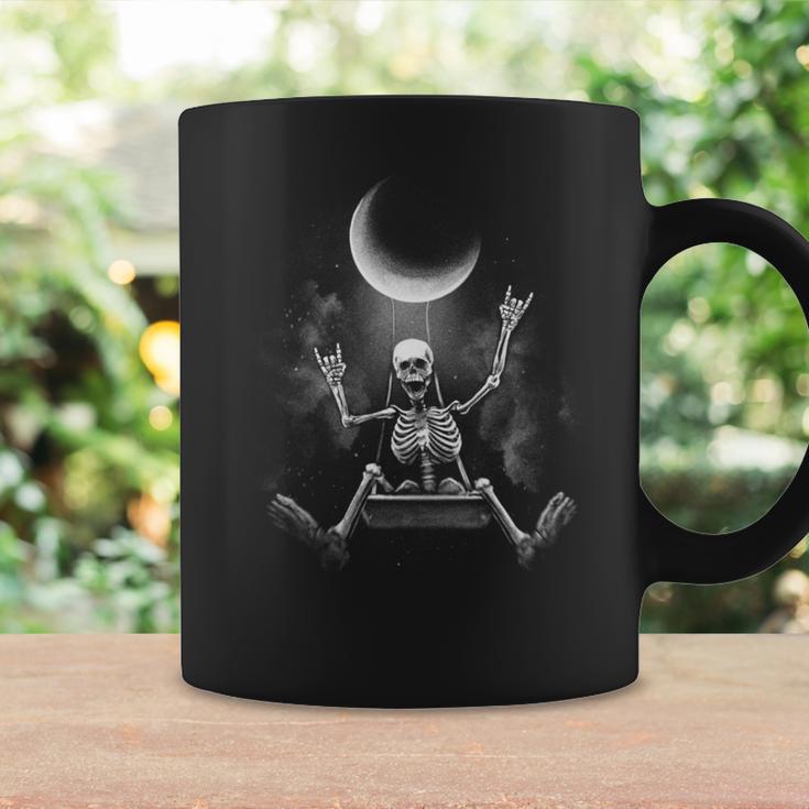 スケルトンロックオンムーン不気味なハロウィンロックバンド 怖い 長袖tシャツ コーヒーマグ ギフトのアイデア