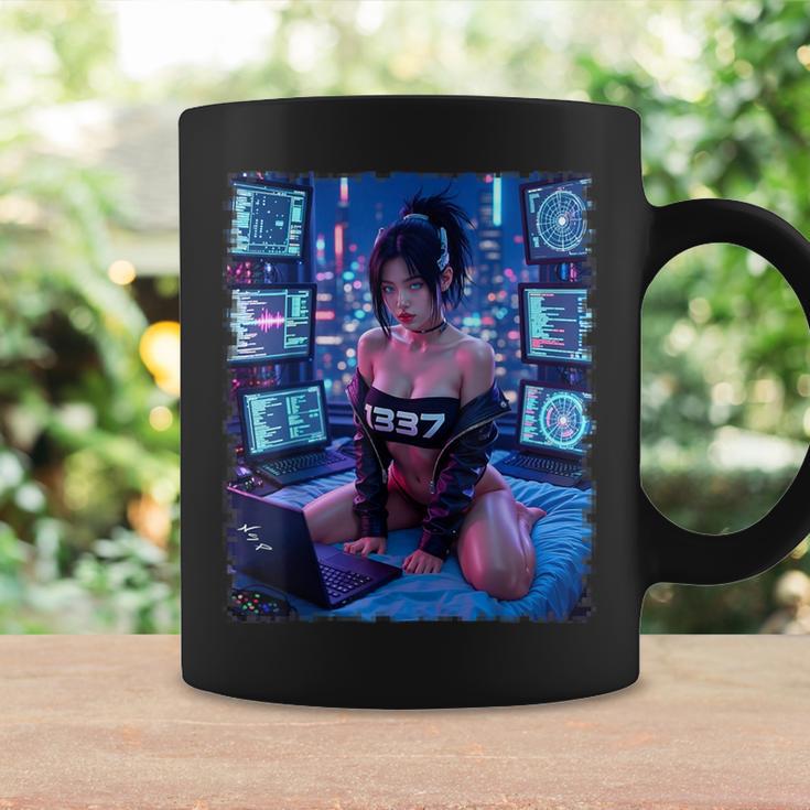 セクシーガールグラフィックtシャツ 1337 サイバーパンク ハッカーガール コーヒーマグ ギフトのアイデア