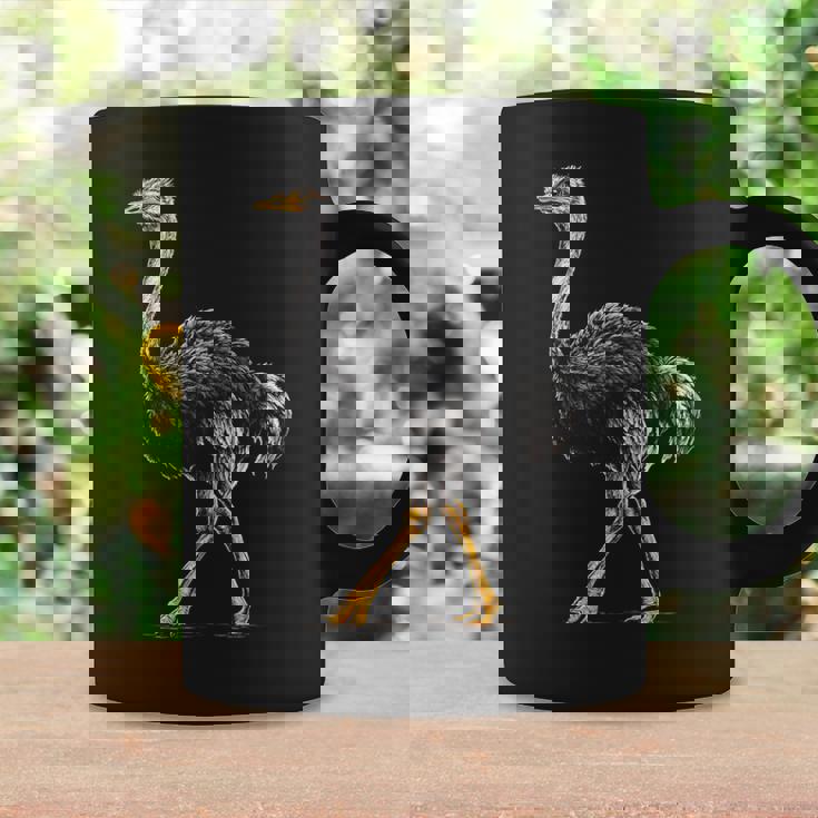 ダチョウ ポートレート 動物 モチーフ 描画 鳥 アート 長袖tシャツ コーヒーマグ ギフトのアイデア