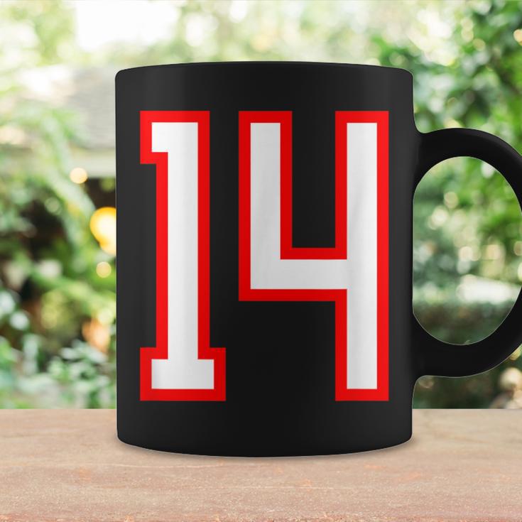 ナンバー 14 スポーツ ホワイト レッド ナンバー 14 コーヒーマグ ギフトのアイデア