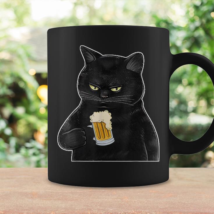 ビールを持っている黒猫 ヴィンテージ おもしろい ビール&猫好き コーヒーマグ ギフトのアイデア