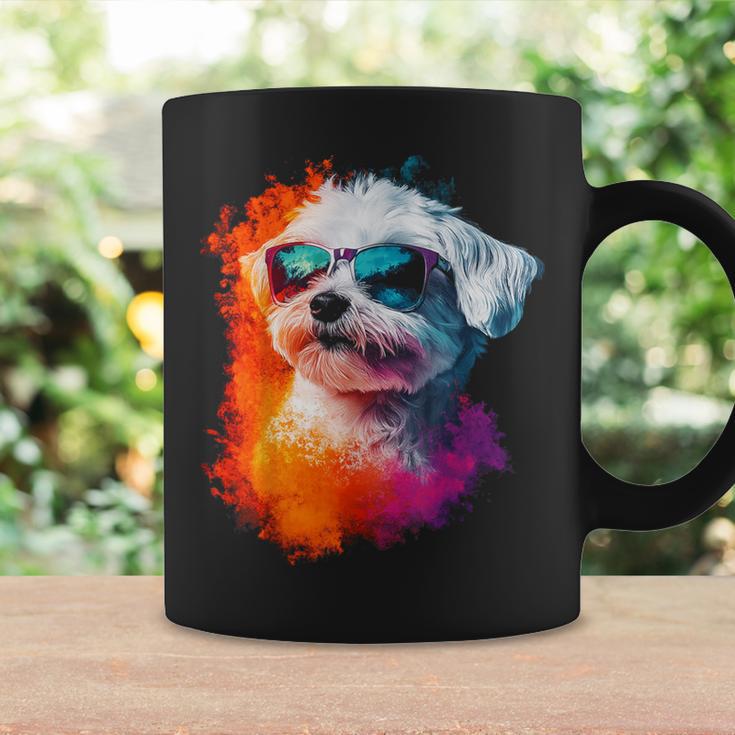 マルチーズ 犬 グラフィック ペット イラスト サングラス マルチーズ コーヒーマグ ギフトのアイデア