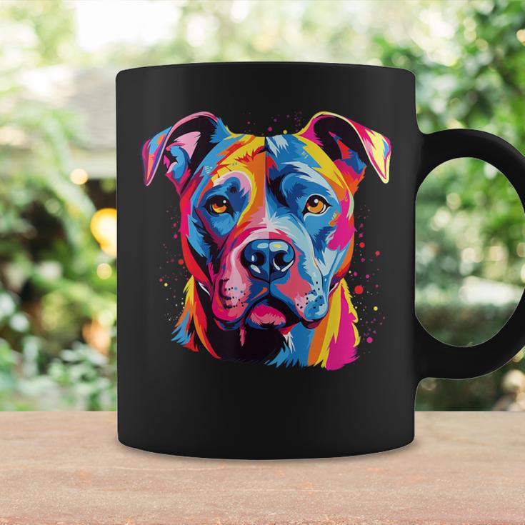 水彩のカラフルなアメリカン ピット ブル テリア犬 コーヒーマグ ギフトのアイデア