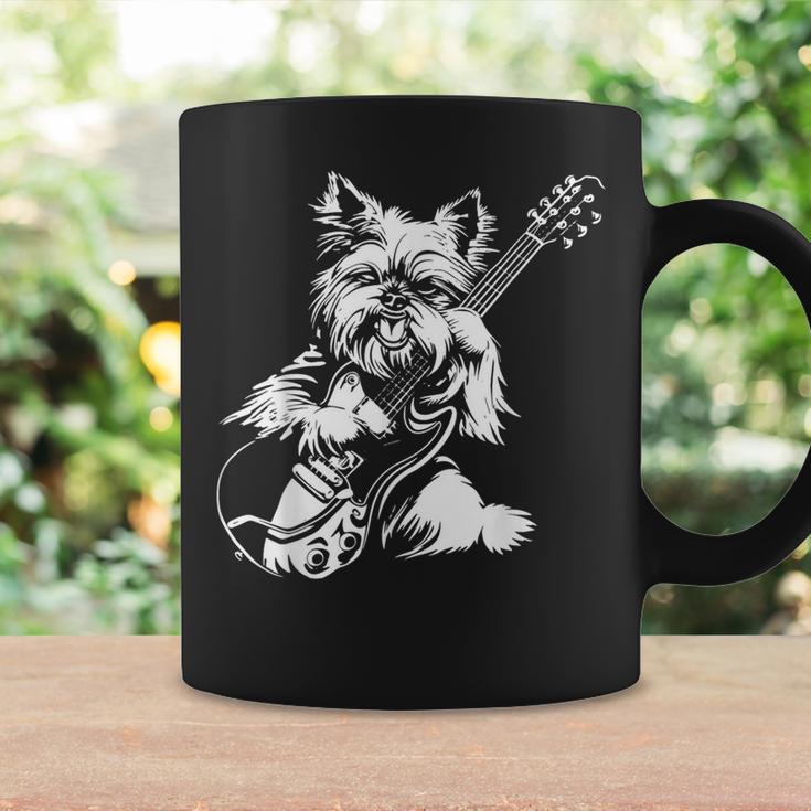 犬 ギタリスト ギター ティーカップ ヨーキー パパ ママ コーヒーマグ ギフトのアイデア