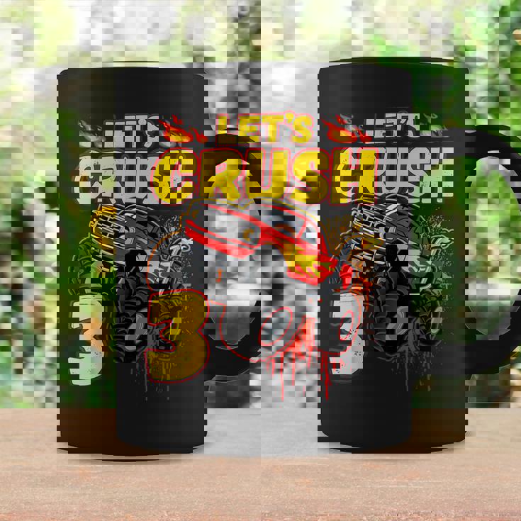 男の子、3歳、英語で、モンスタートラック、誕生日 コーヒーマグ ギフトのアイデア