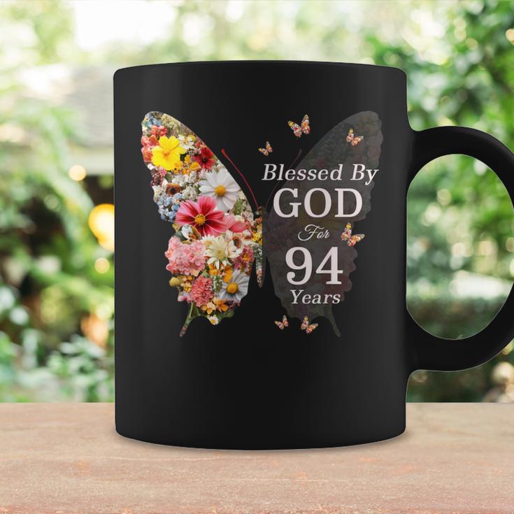 神に祝福され94年 蝶の花 94歳の誕生日 コーヒーマグ ギフトのアイデア