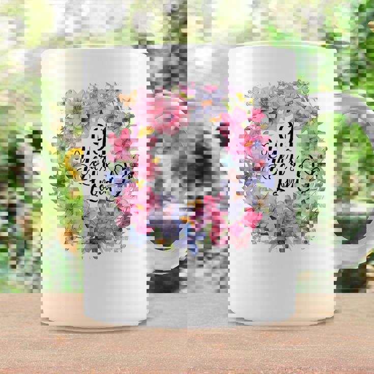 91 Years Loved 91歳の誕生日 フローラルリース ナインティワン コーヒーマグ ギフトのアイデア