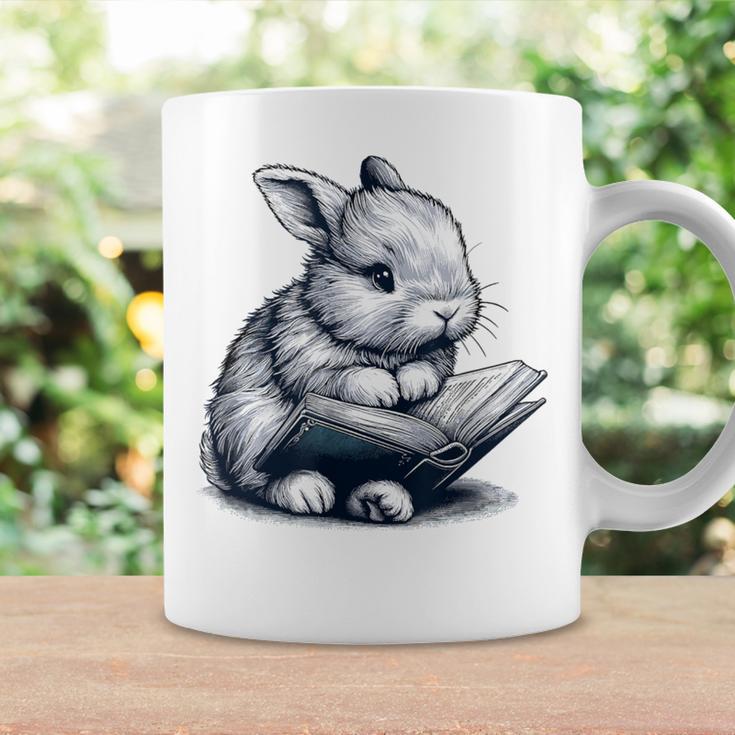 Adorable Reading Bunny Drawing For Book Lovers Philossophers Graphic Print Coffee Mug Gifts ideas