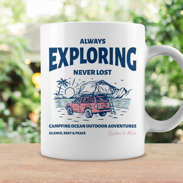 Always Exploring Campfire Ocean Outdoor ビーチライフグラフィック コーヒーマグ ギフトのアイデア