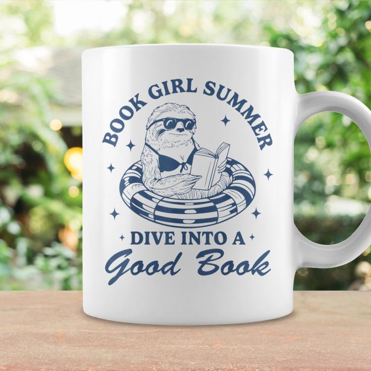 Book Girl Summer Bookish Sloth Beach Vacation Graphic Print Coffee Mug Gifts ideas