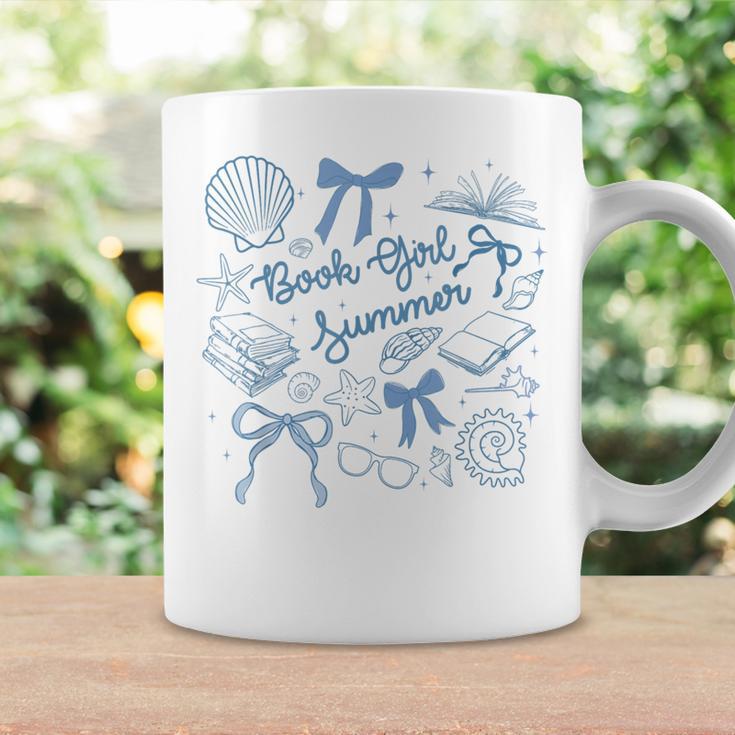 Book Girl Summer Bow Beach Seashell Summer Graphic Print Coffee Mug Gifts ideas