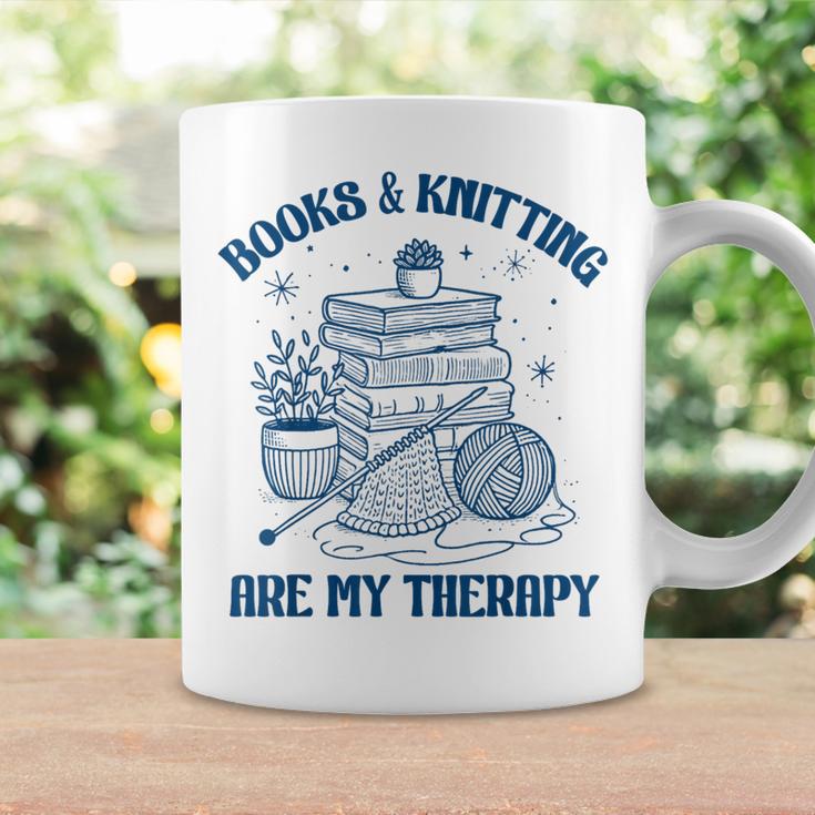 Books & Knitting Are My Therapy Reading Knitting Lover Craft Graphic Print Coffee Mug Gifts ideas