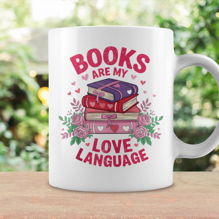 Books Are My Love Language Retro Bookish Pink Valentine Graphic Print Coffee Mug Gifts ideas