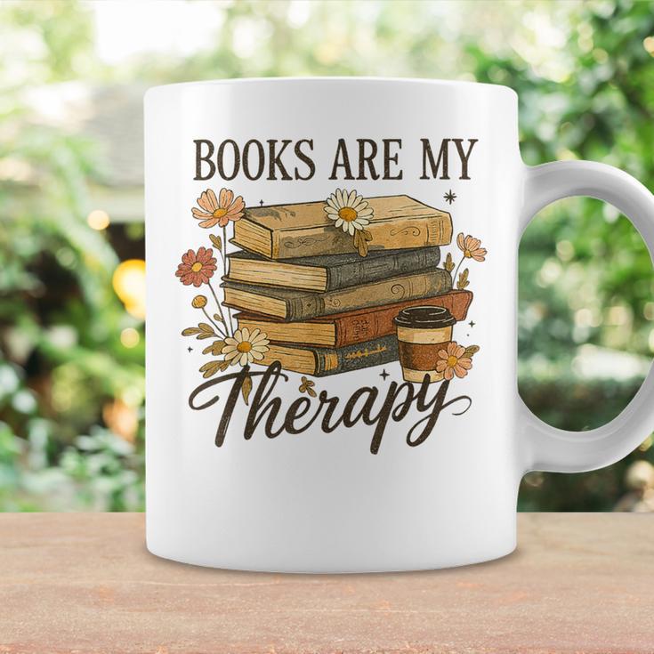 Books Are My Therapy Vintage Book Lover Daisy Art Graphic Print Coffee Mug Gifts ideas