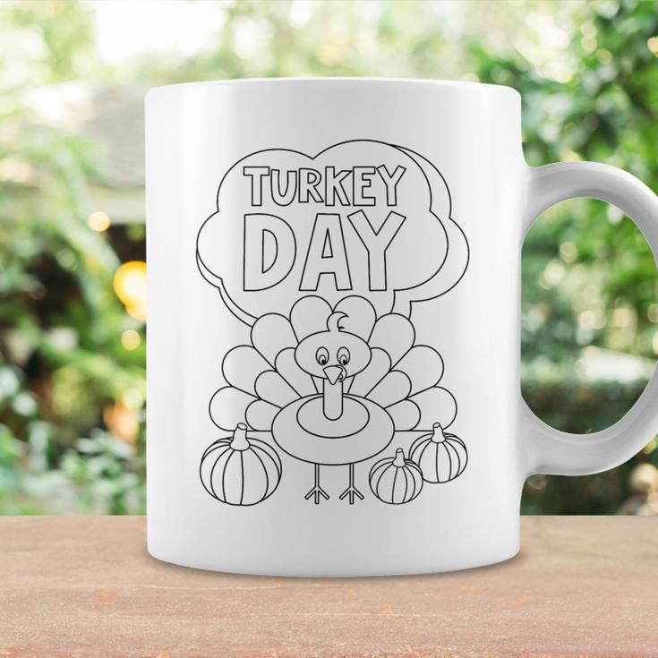 Coloring Book Style Blank Happy Thanksgiving Turkey Day Graphic Print Coffee Mug Gifts ideas