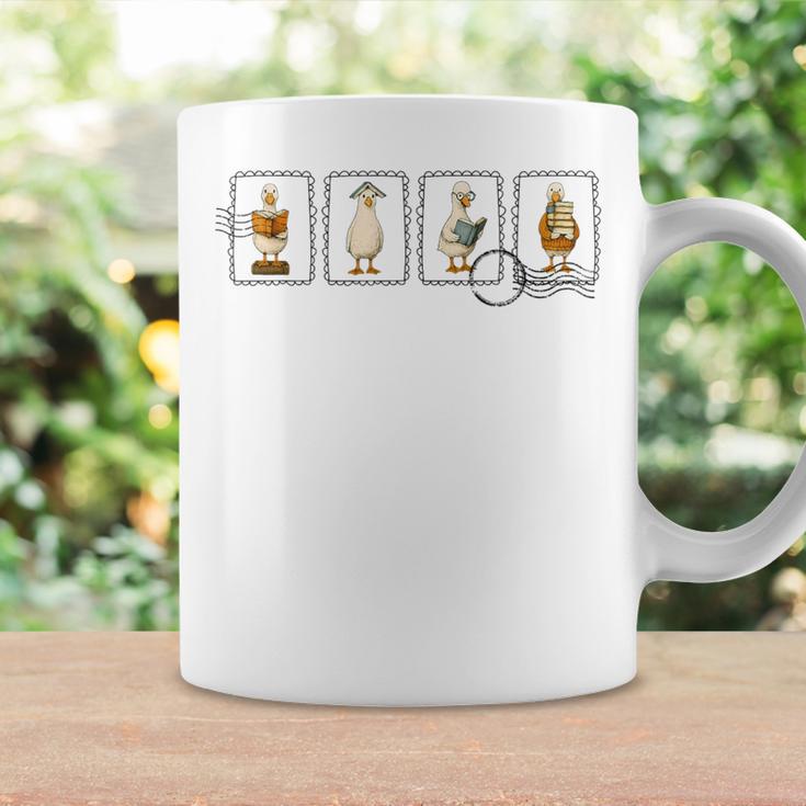 Cute Bookish Silly Goose Reading Book Teacher Stamp Graphic Print Coffee Mug Gifts ideas