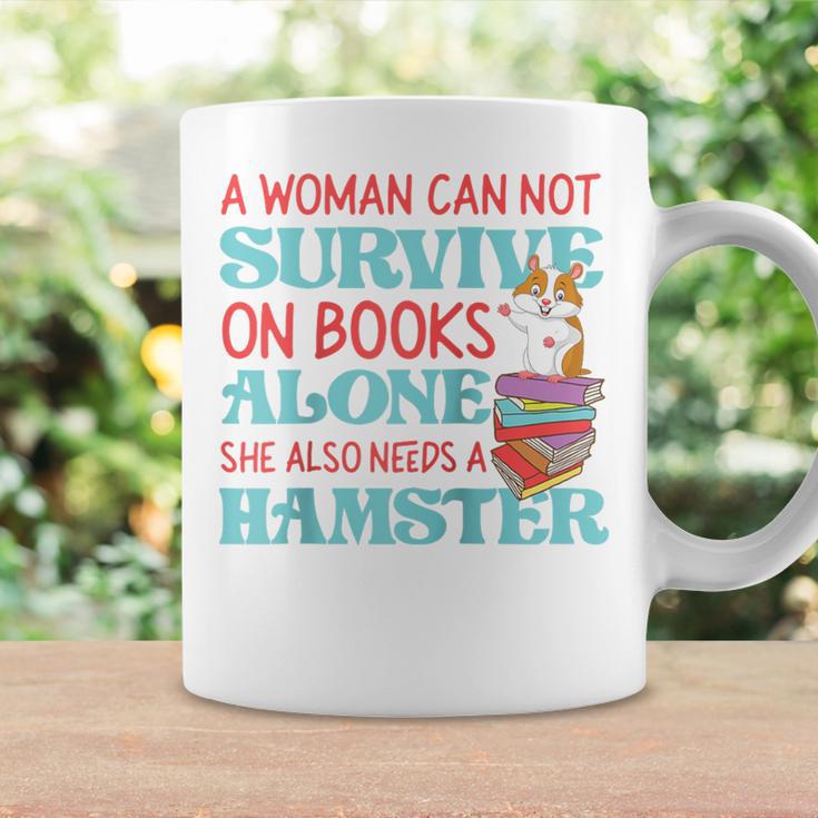 Cute Hamster Reading Book A Woman Can Not Survive On Books Raglan Baseball Tee Graphic Print Coffee Mug Gifts ideas