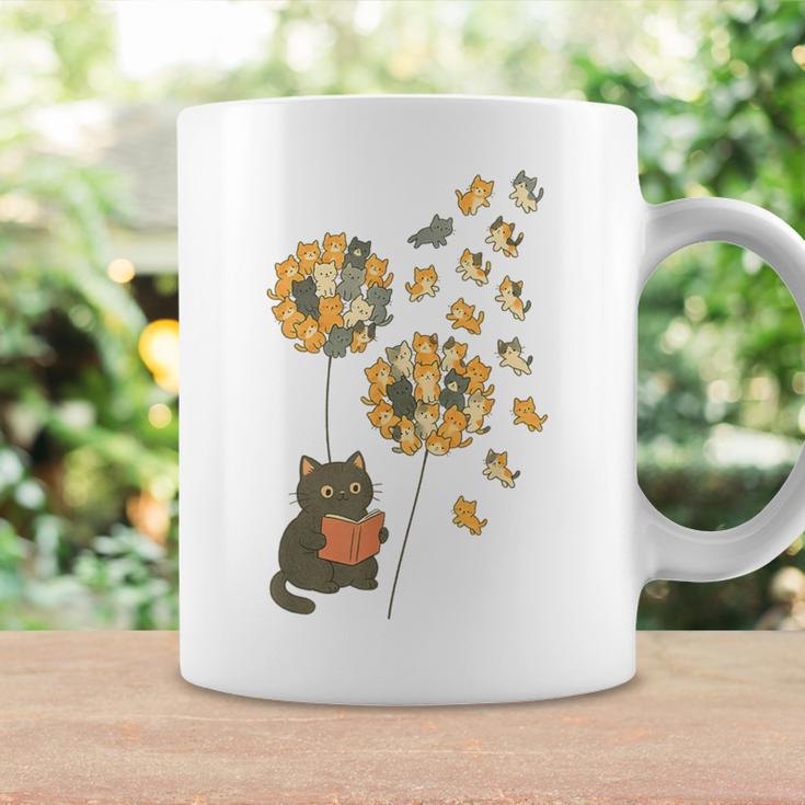 Cute Reading Cat With Kitten Dandelion Flowers Book Lover Graphic Print Coffee Mug Gifts ideas