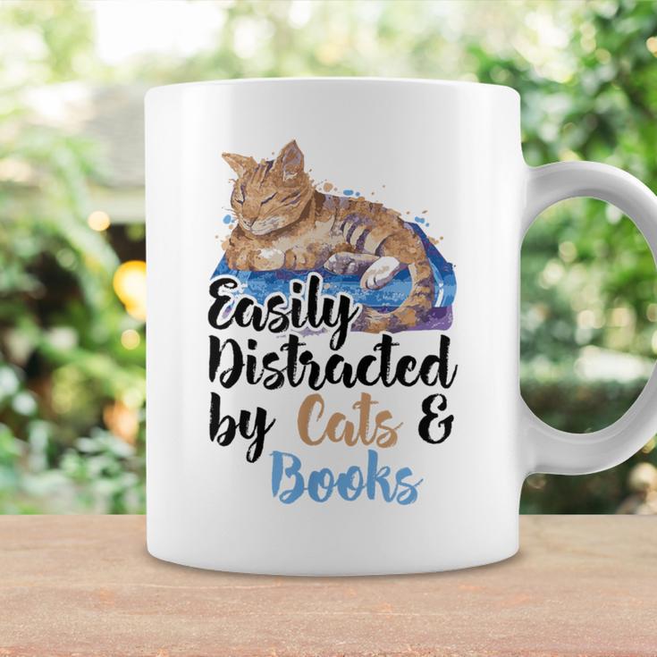 Easily Distracted By Cats And Books For Cat Lovers Men Women Kids Graphic Print Coffee Mug Gifts ideas