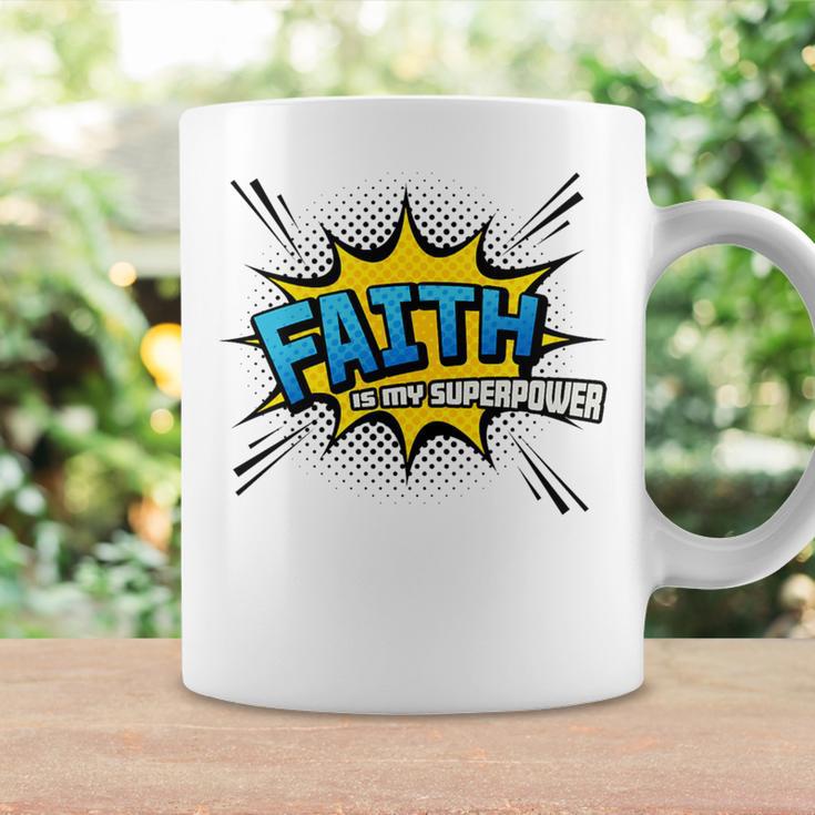 Faith Is My Superpower Fun Comic Book Christian Premium Tri-Blend Graphic Print Coffee Mug Gifts ideas