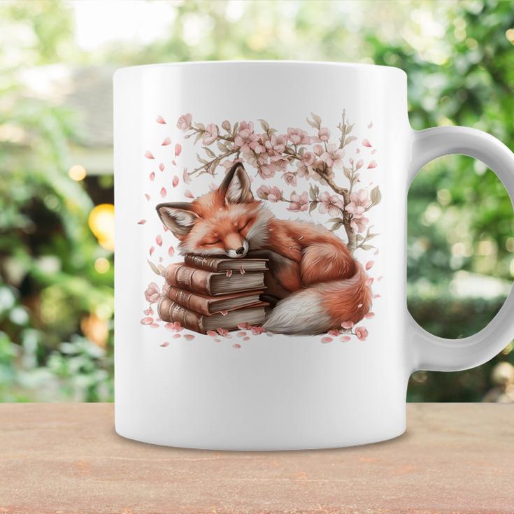 Fox And Book Lover Graphic For Women And Spring Pink Flower Graphic Print Coffee Mug Gifts ideas